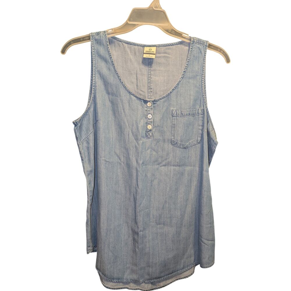 NWT Magellan Women's Outdoor Happy Camper Denim Tank Size L